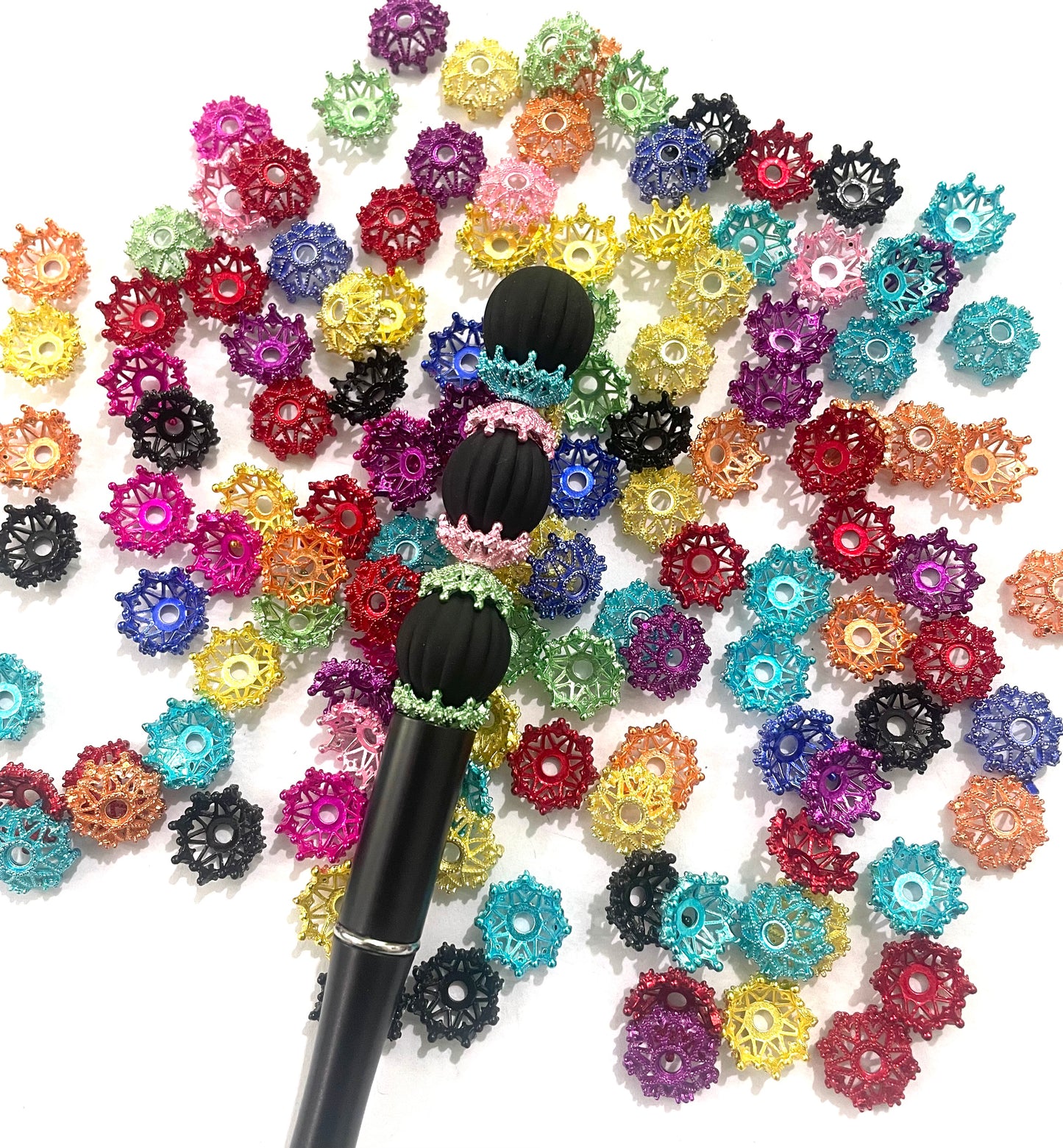 metallic ice snow bead cap spacer 16mm 14mm 12mm colored colorful black color ,random mix