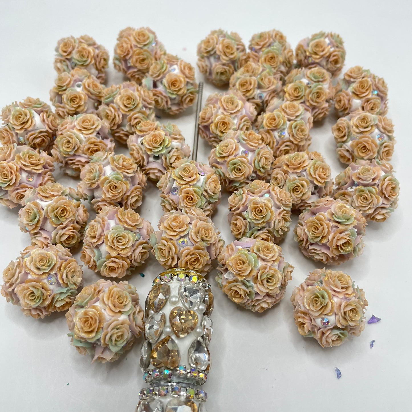 Soft flower bow beads bow heart beads