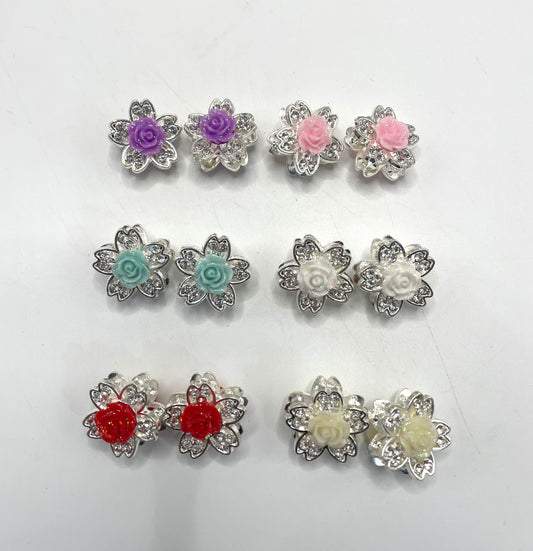 beaded beadable metal metallic fancy flower beads rose flower ,random mix ,colored