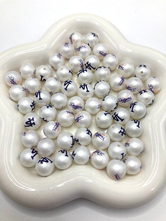 Acrylic beads LA logo DIY Beading Team emblem 16mm
