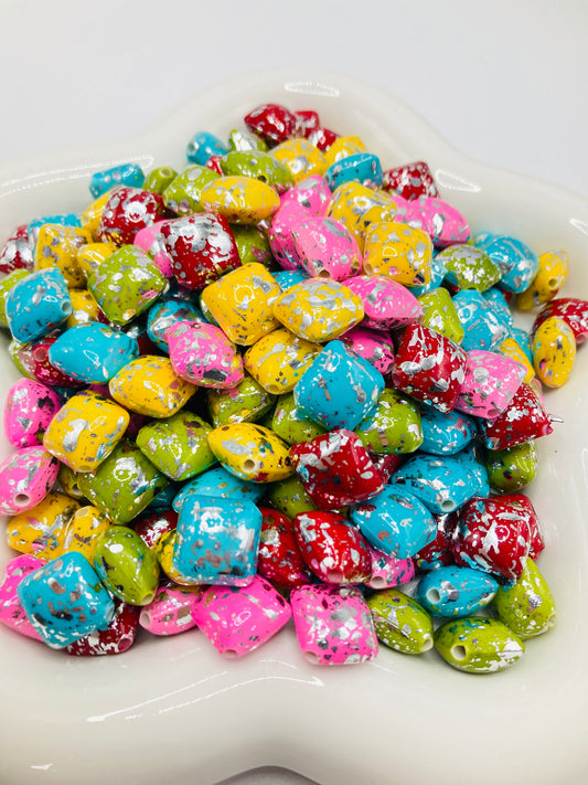 Acrylic beads Gold points and silver points Painted beads Colored gold and silver spotted beads 16mm—18mm Random Mix