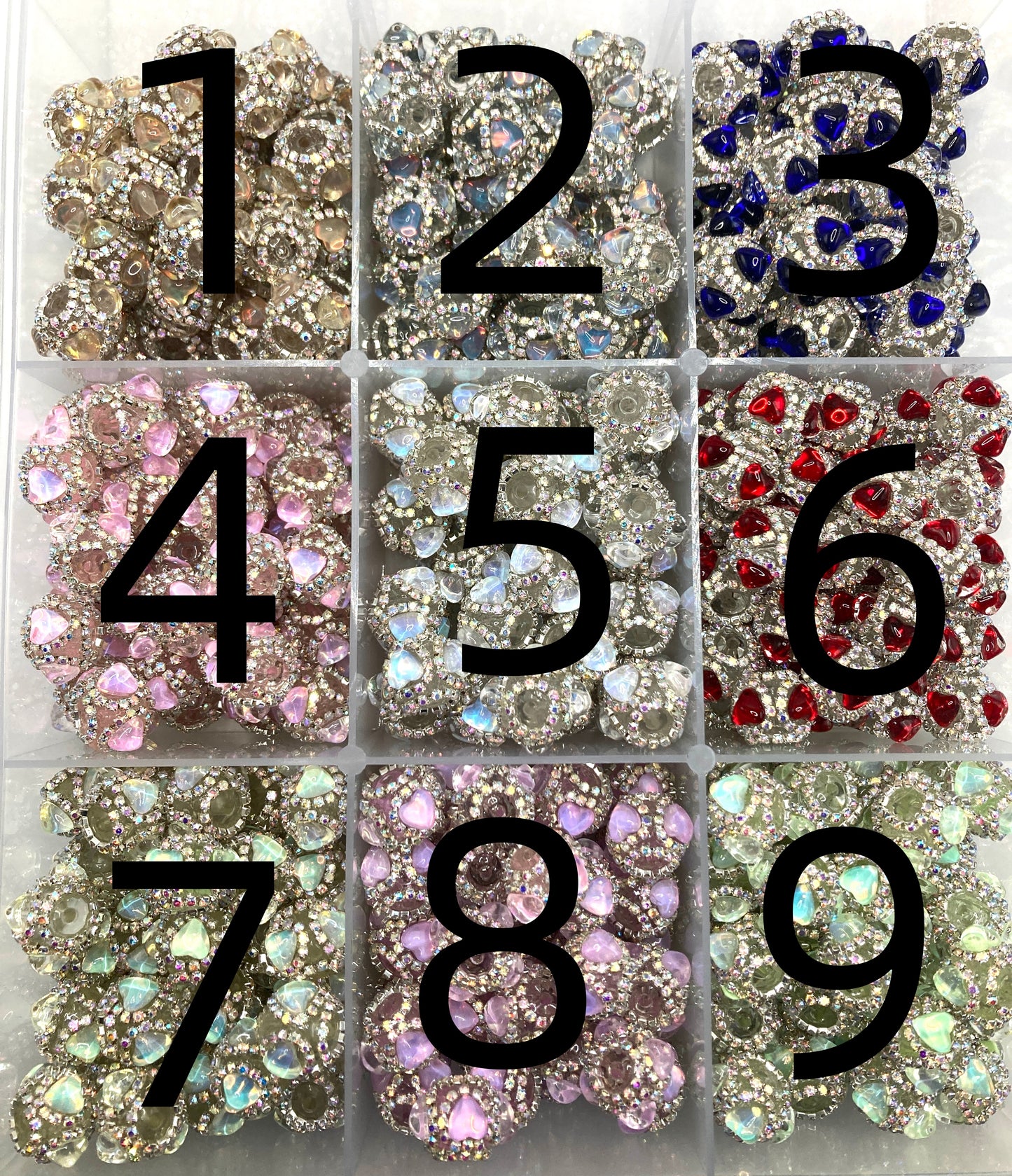 Fancy Beads mirror Transparent heart-shaped rhinestones Chain Acrylic beads Random Mix