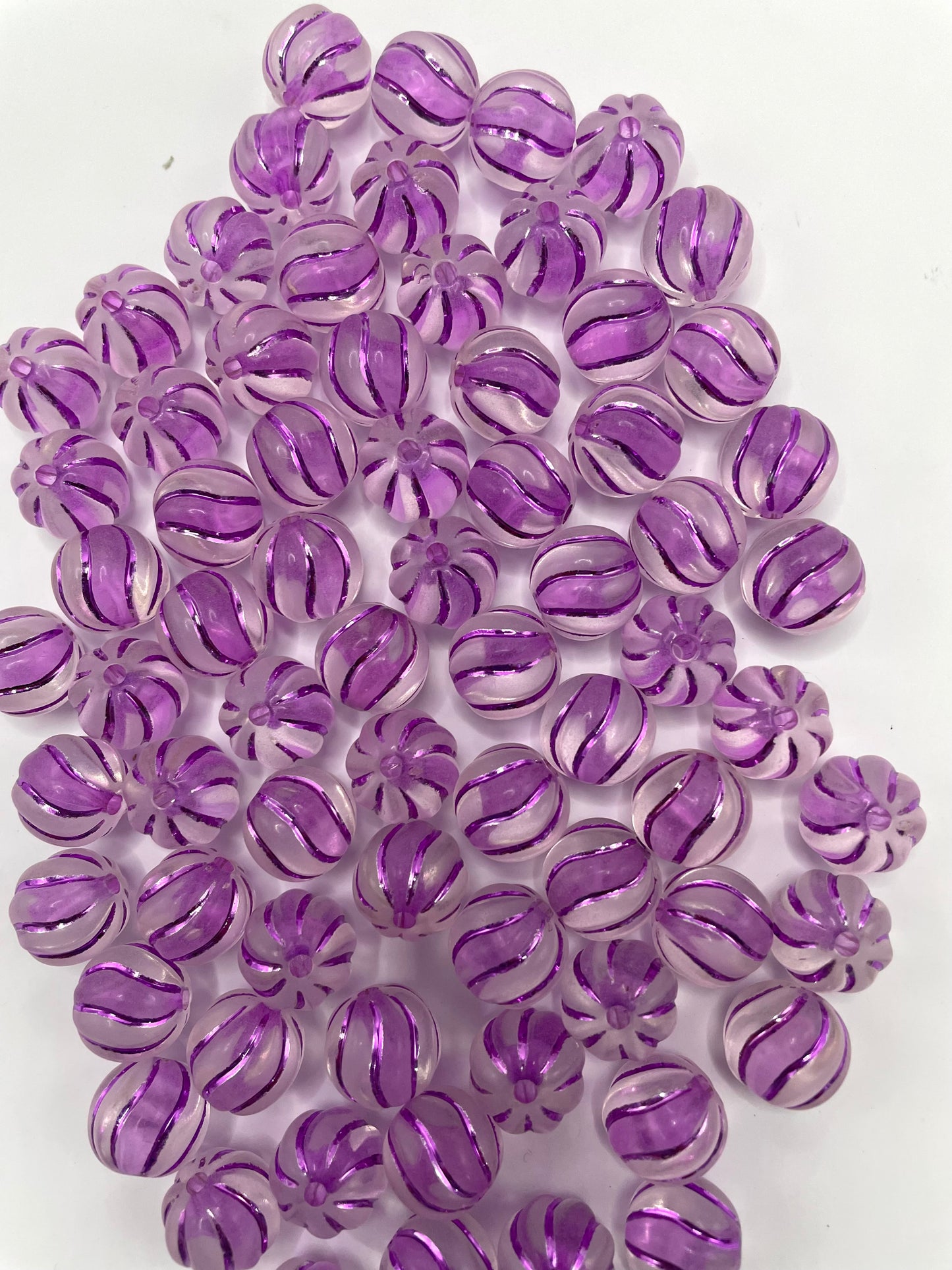 acrylic bead pumpkin bead colored with line ,16mm