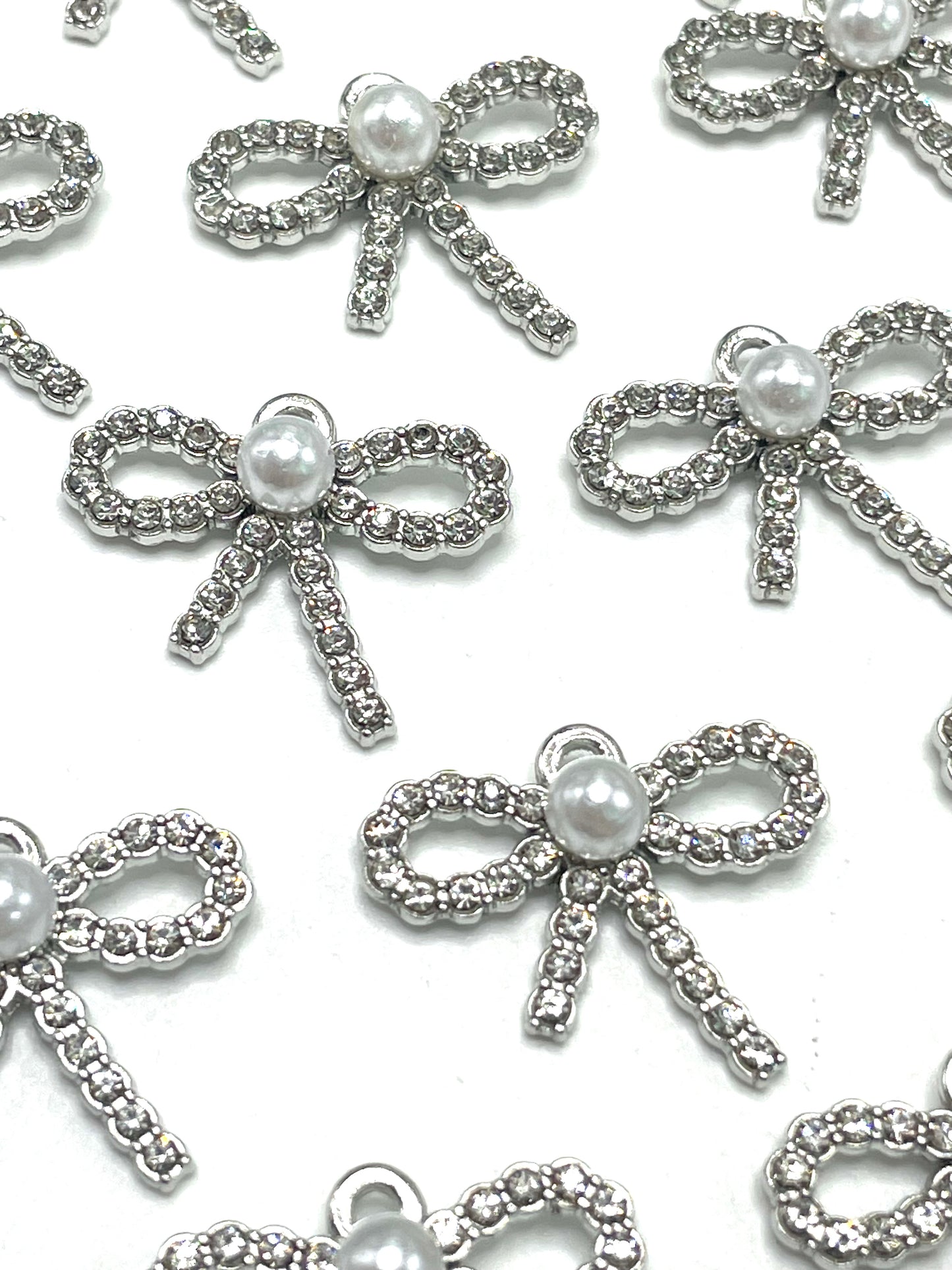 Metal alloy DIY BOW Hanging piece Pendant Inlay Rhinestone