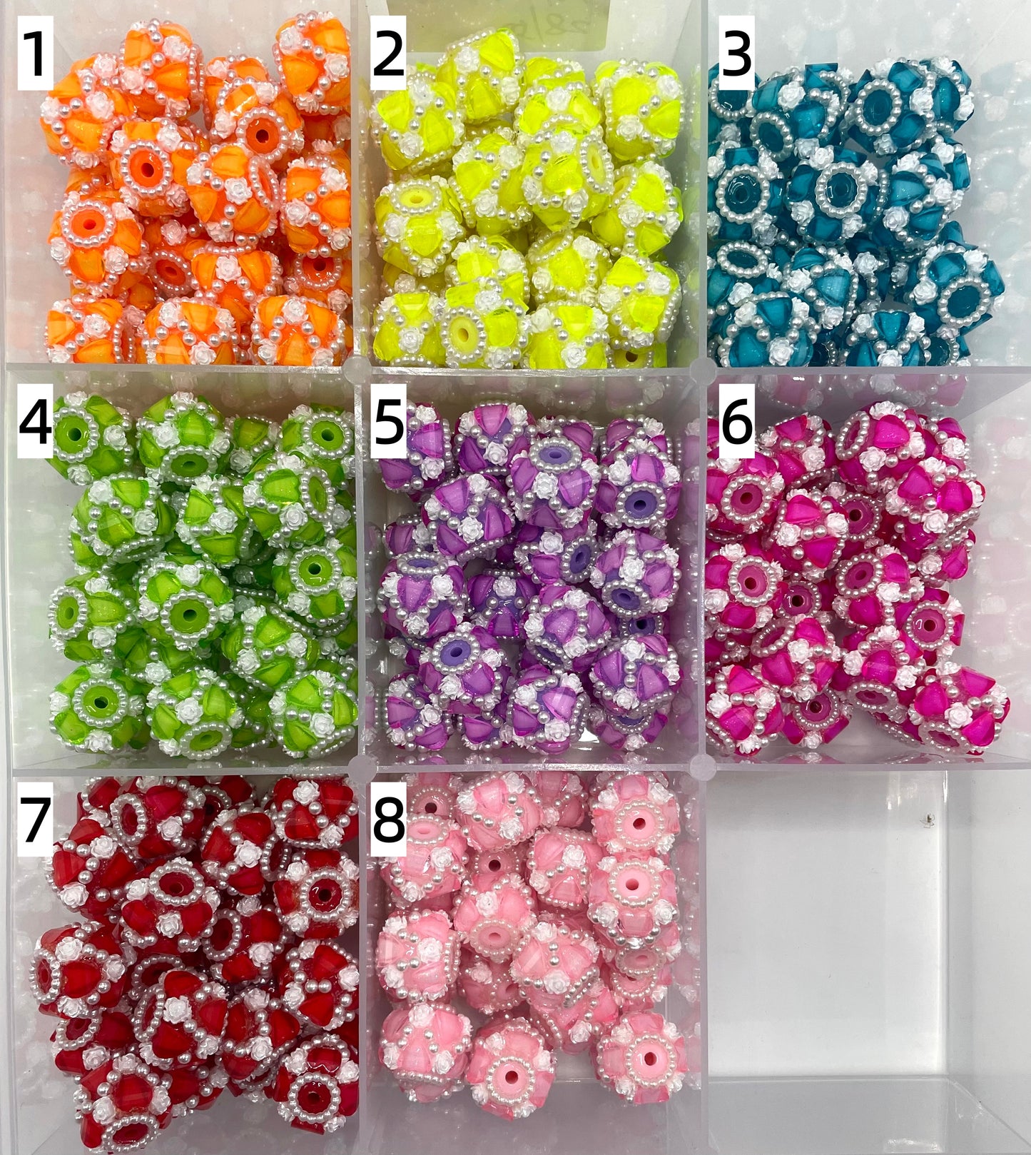 Heart Pumpkin beads Flower Pearl gasket Pearl gasket Neon color scheme Random Mix