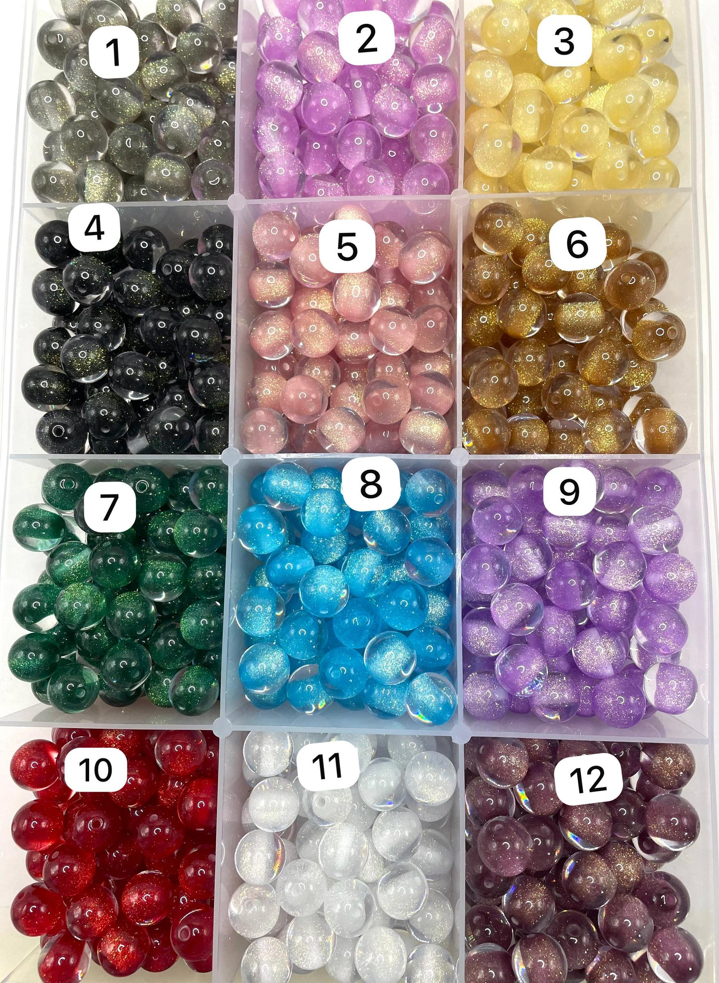 Acrylic glitter bead colorful random mix color 16mm