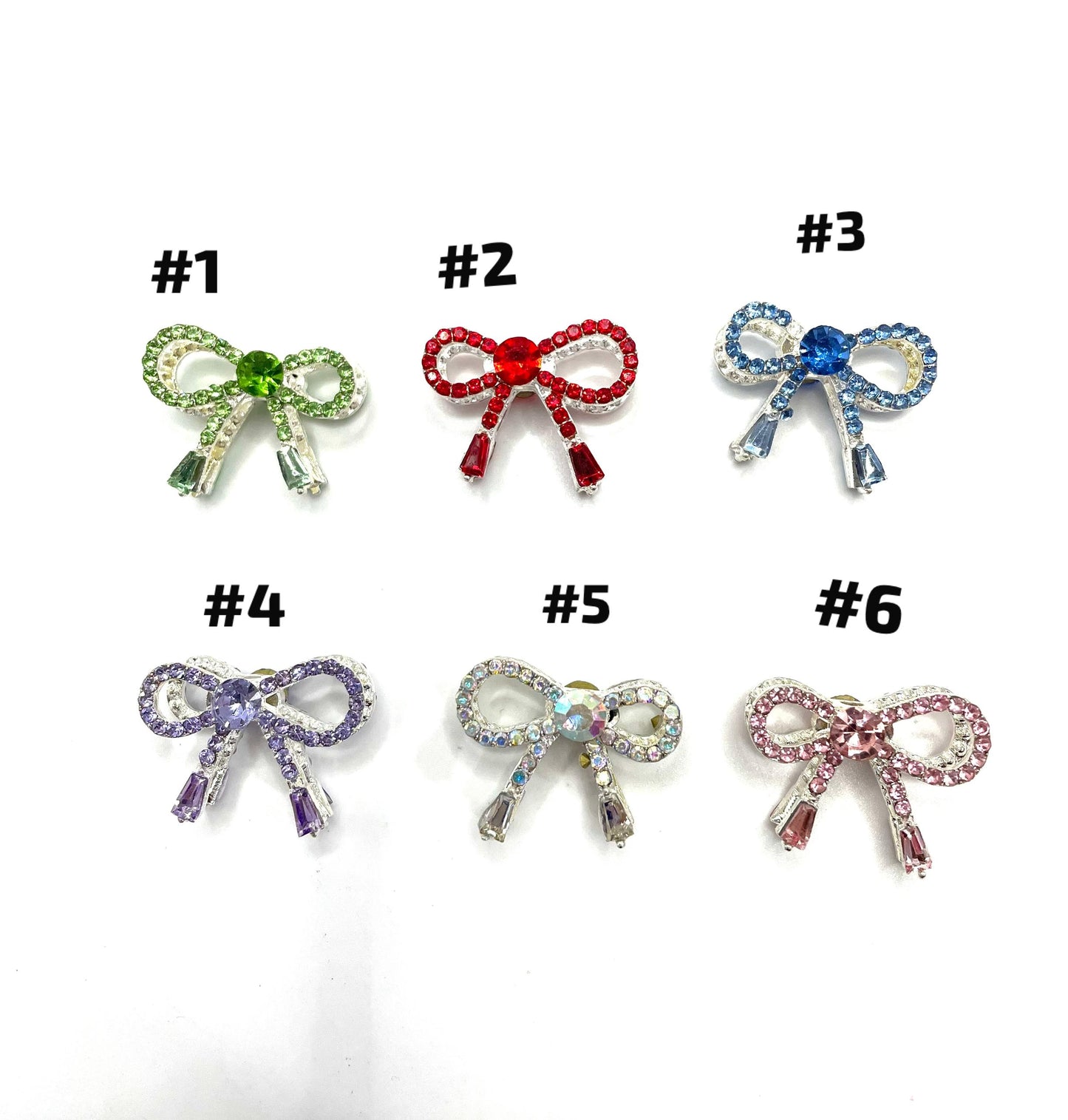 Fancy alloy beaded beadable metallic colored bow metal bow alloy bow with rhinestone random mix