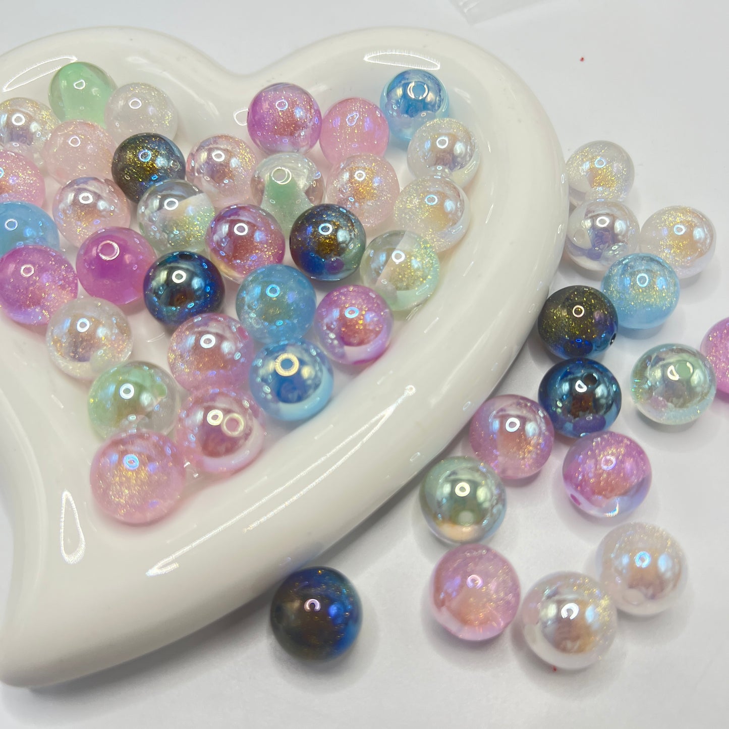 acrylic uv galaxy glitter beads diy beads colored random mix 16mm
