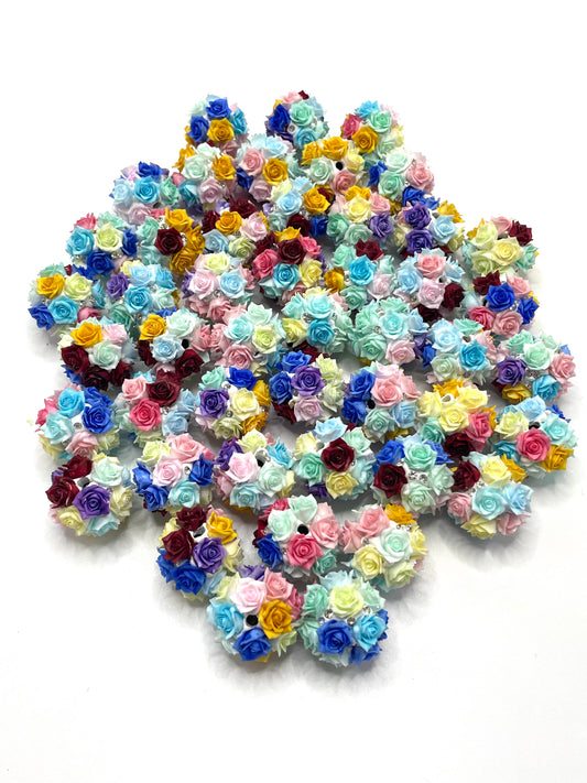 Flower beads Colored roses Clay beads Mixed-color roses Clay Beads 20mm