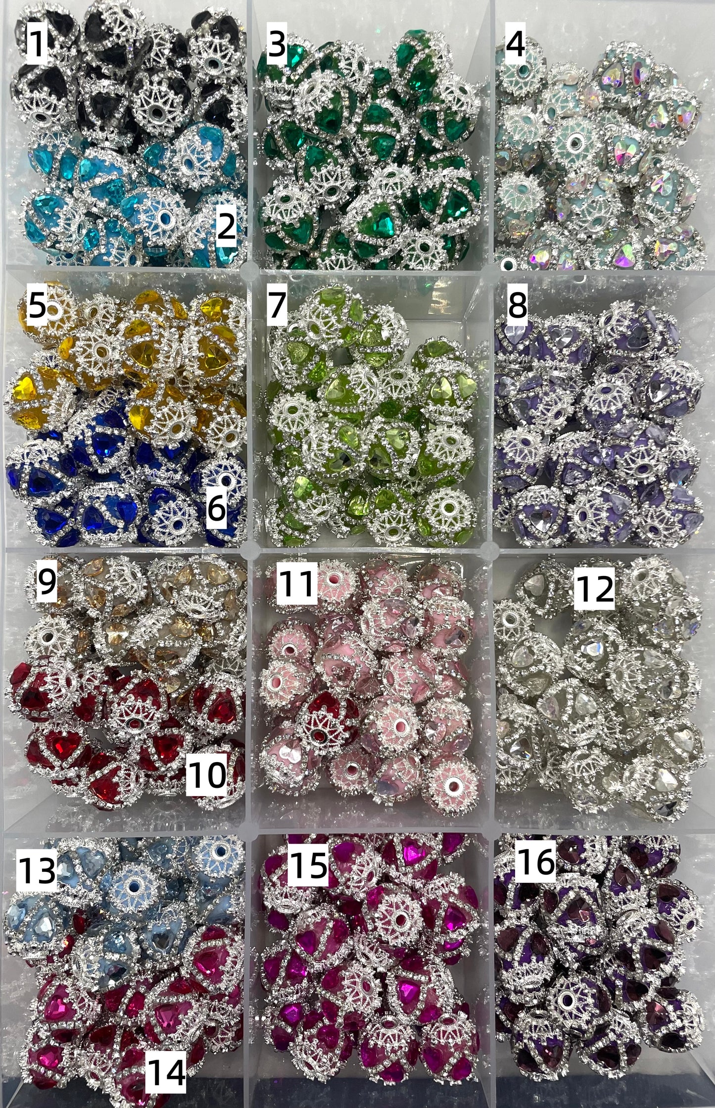 Fancy Beads Heart Rhinestone Chain Metal snowflakes spacer Acrylic beads Random Mix 18mm