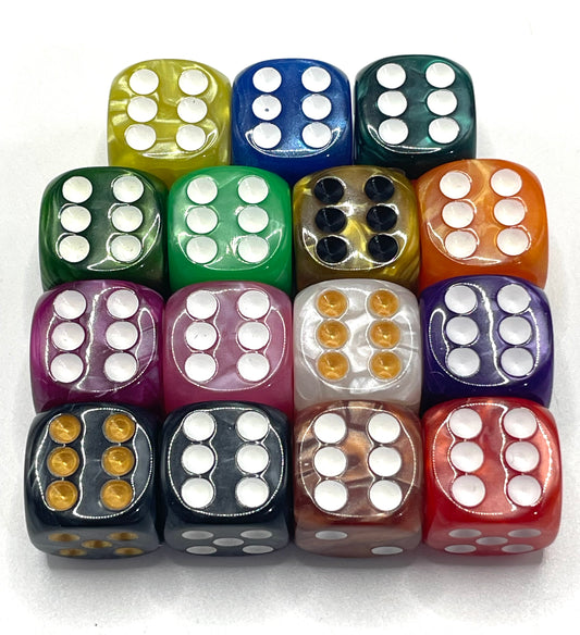 Acrylic Screen Dice Colored flowstone acrylic beads glitter 16mm (Without holes Do not wear a pen.)