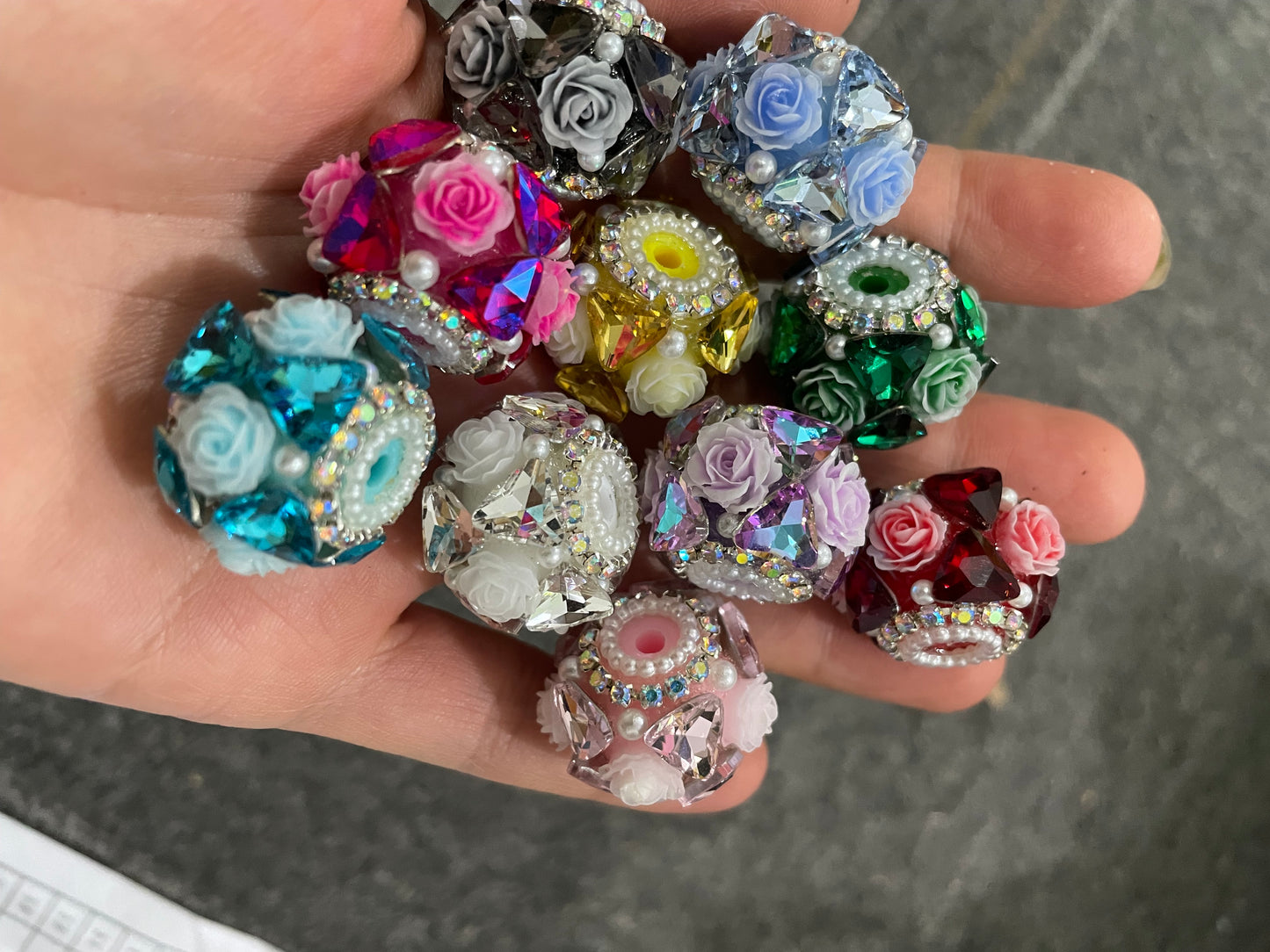 flower beads crystal heart fancy beads random mixed