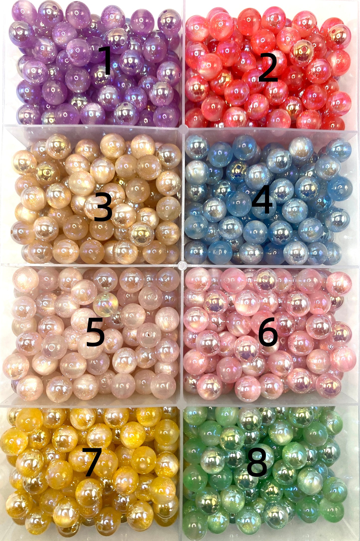 Acrylic glitter Cat's eye Acrylic fine beads UV Acrylic beads Random Mix 16mm