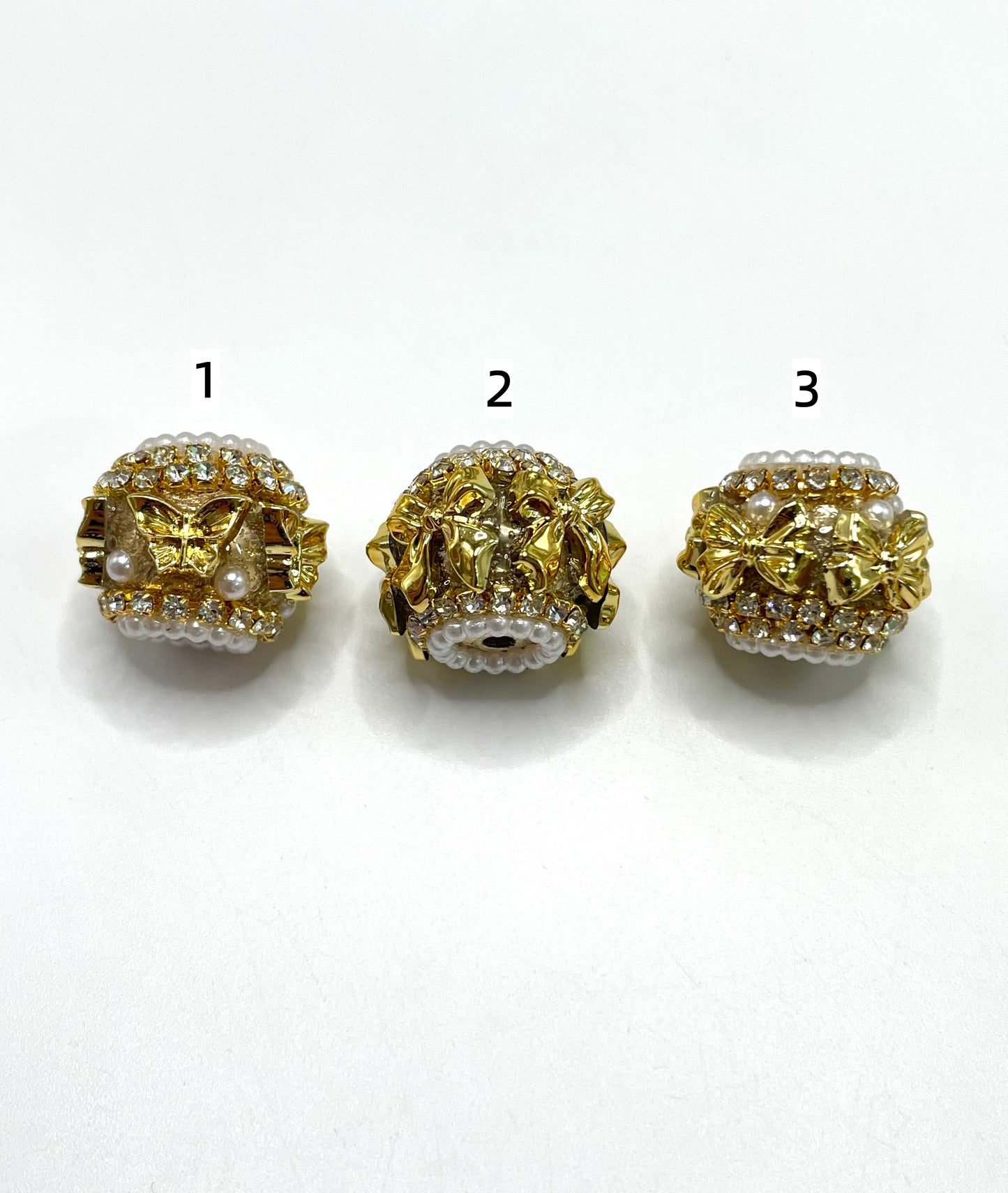 Fancy Beads Golden bow and Golden Butterfly Brown clay beads 18mm Random Mix