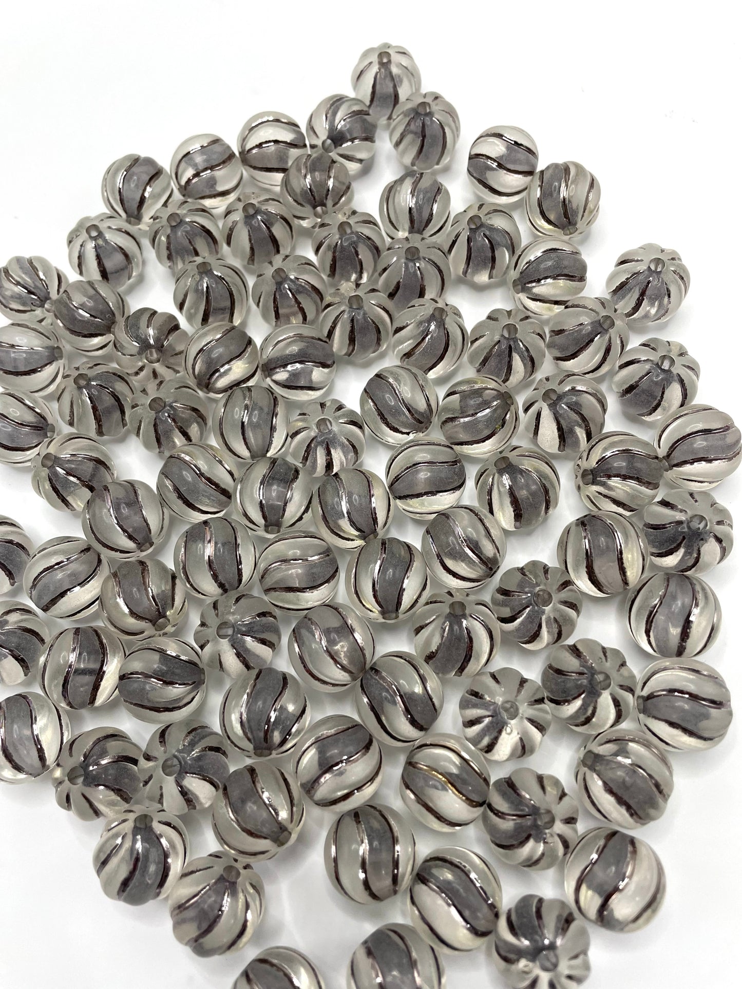 acrylic bead pumpkin bead colored with line ,16mm