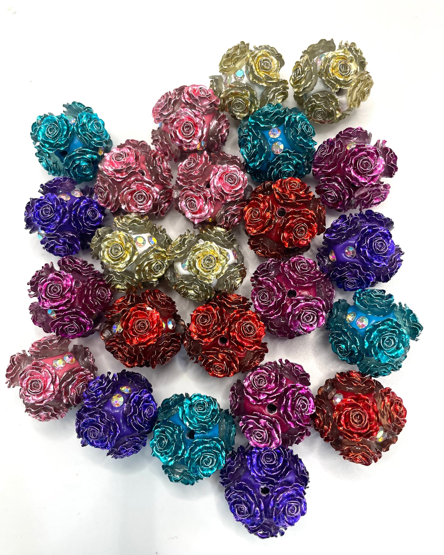 fancy rose flower bead diy beads colored random mix