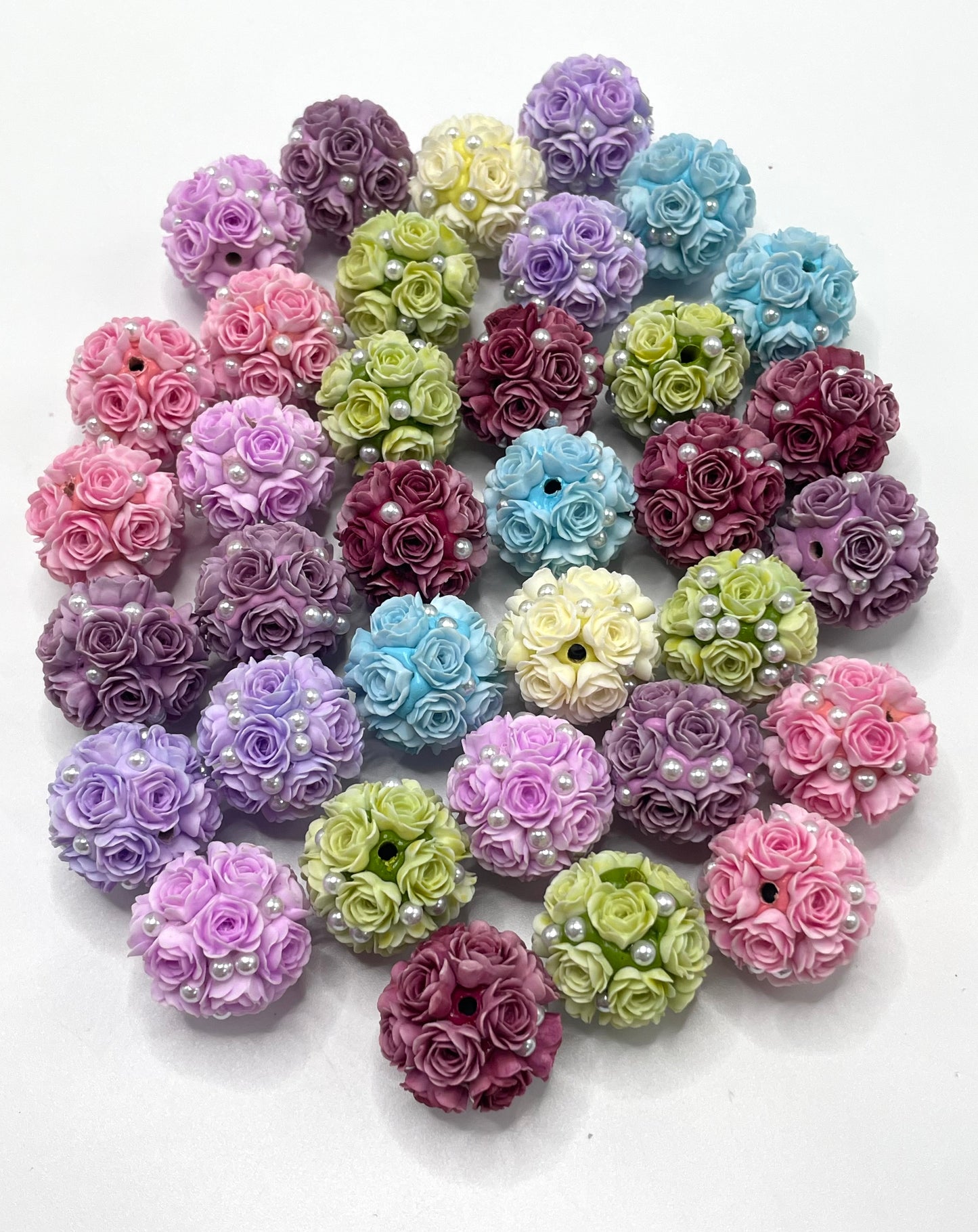 Flower beads Pearl Rose flower beads Clay flower beads 19mm Random Mix