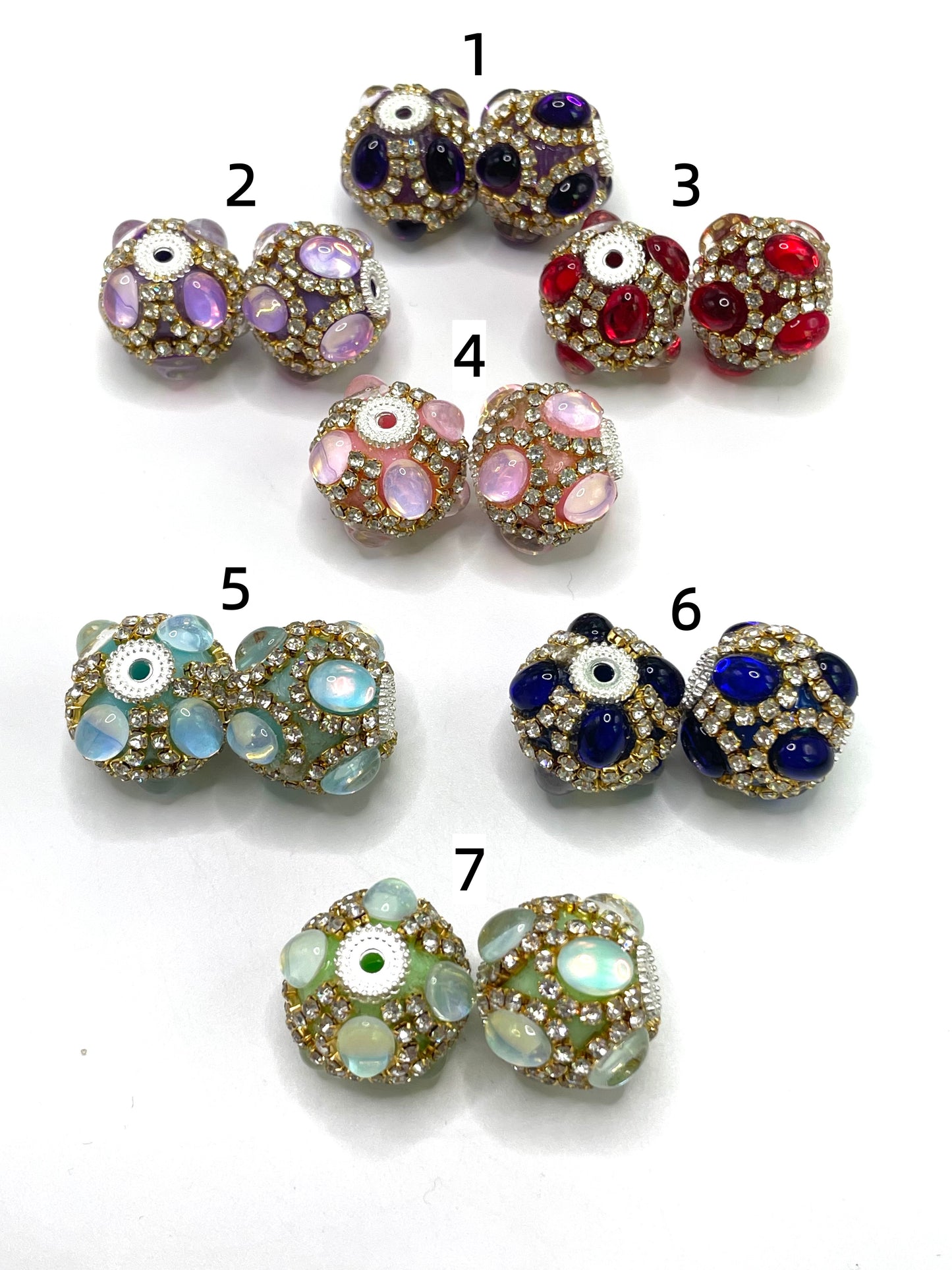 Fancy Beads Double chain Golden Chain Metal gasket Colorful Rhinestone Acrylic beads Random Mix 18mm