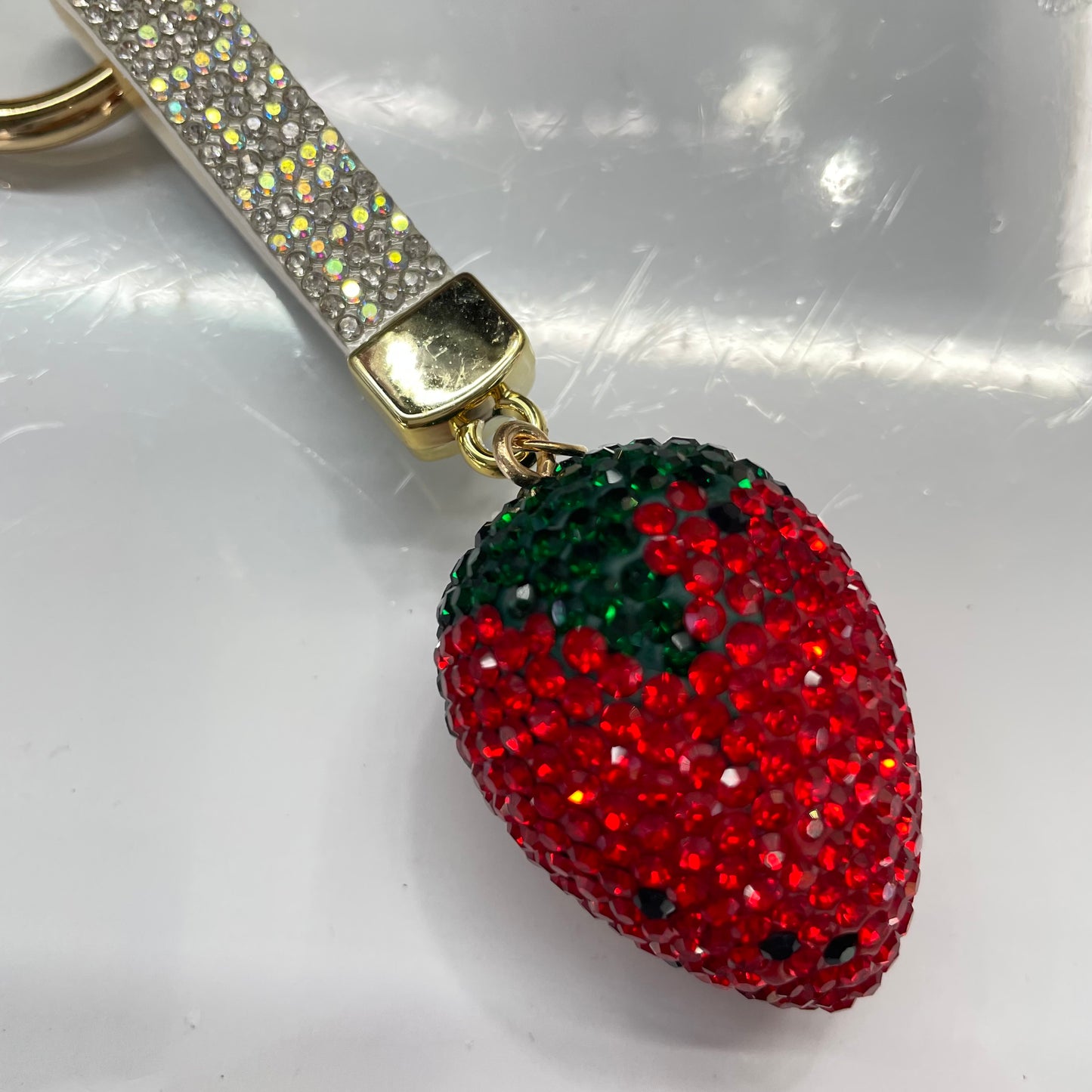 keychain rhinestone keychain strawberry keychain bling keychain