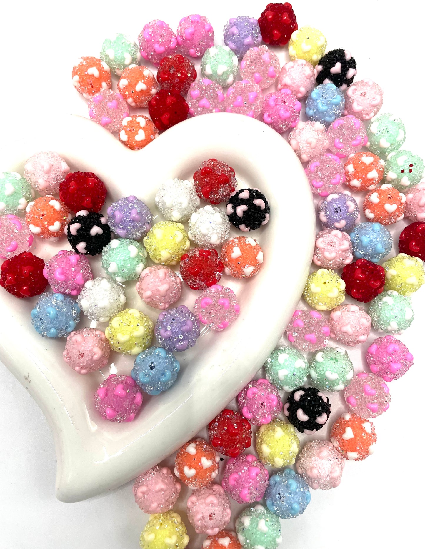 diy beaded beadable sugar beads with heart shape ,color ,random mix