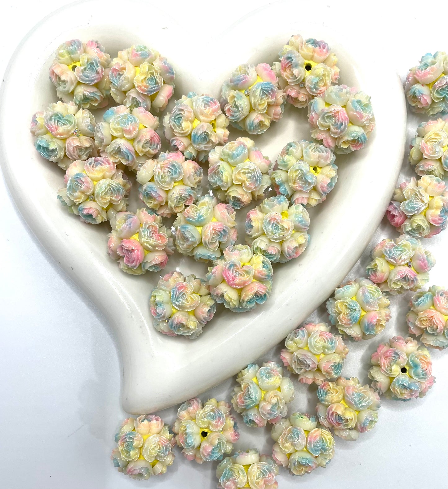 beaded beadable soft flower heart shape fancy rose for valentine ,colored,random mix