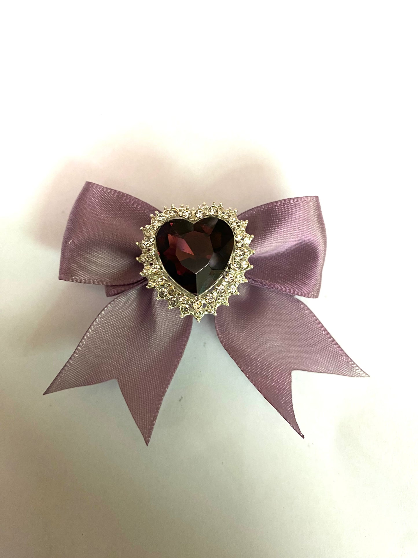 beaded beadable fancy bow bead with crystal heart textile bow ,colored,random mix