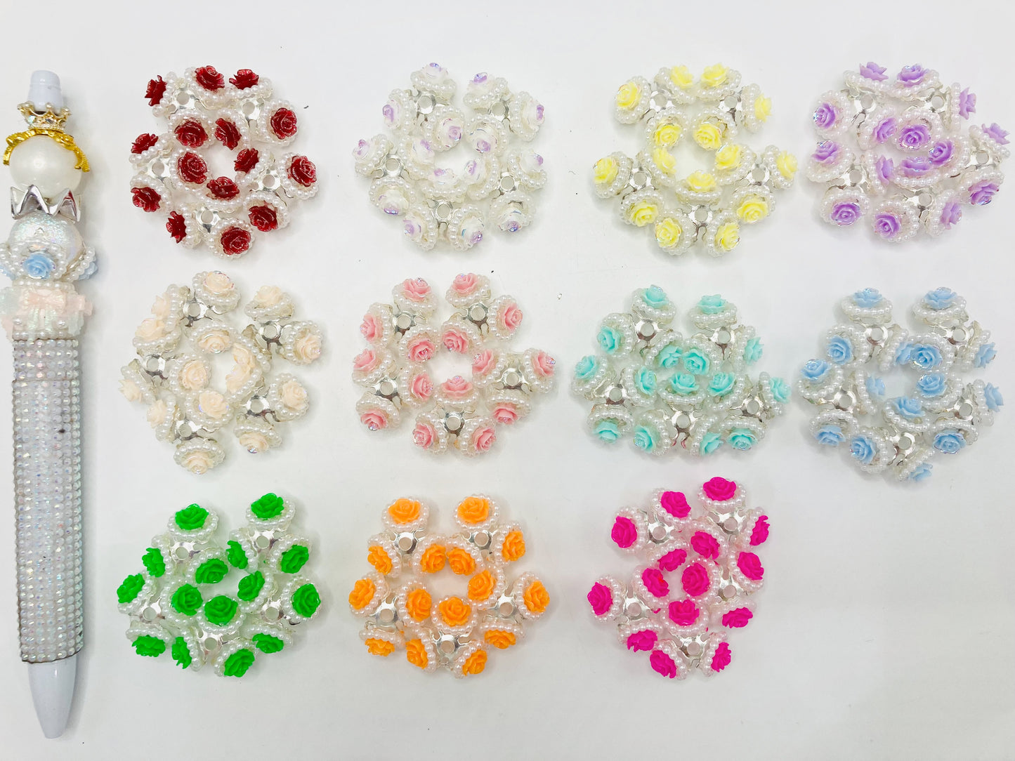 Interval beads Jutuo spacers Rose metal-spaced beads Pearl ring Round bead pendant Random Mix 18mm