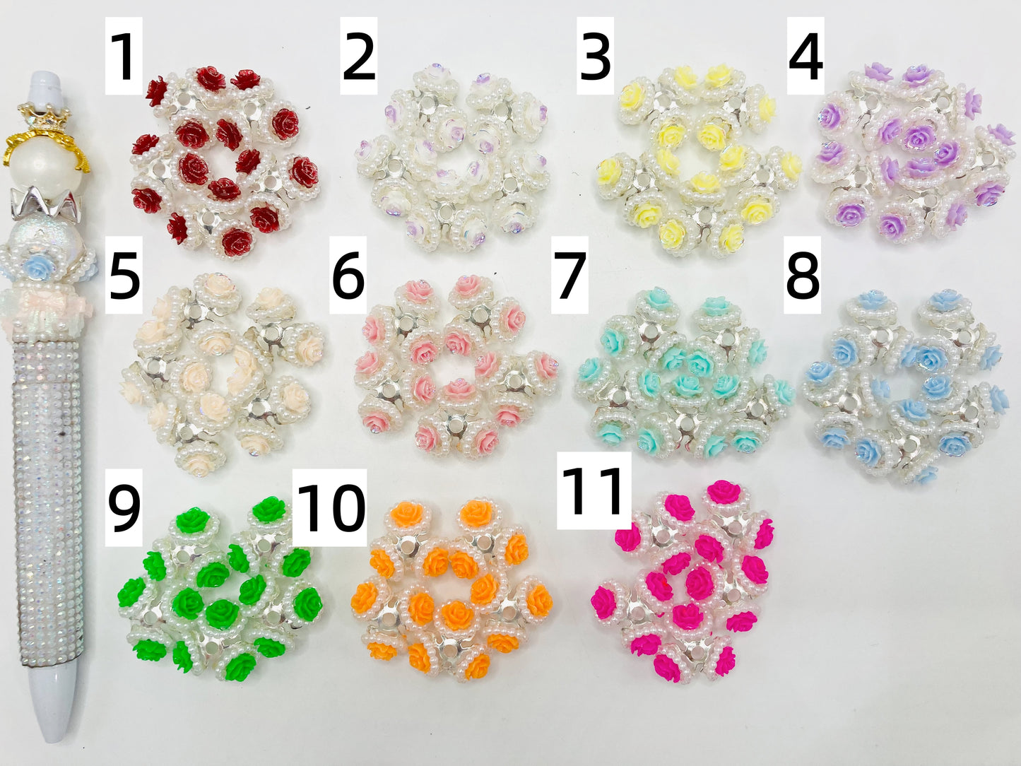 Interval beads Jutuo spacers Rose metal-spaced beads Pearl ring Round bead pendant Random Mix 18mm