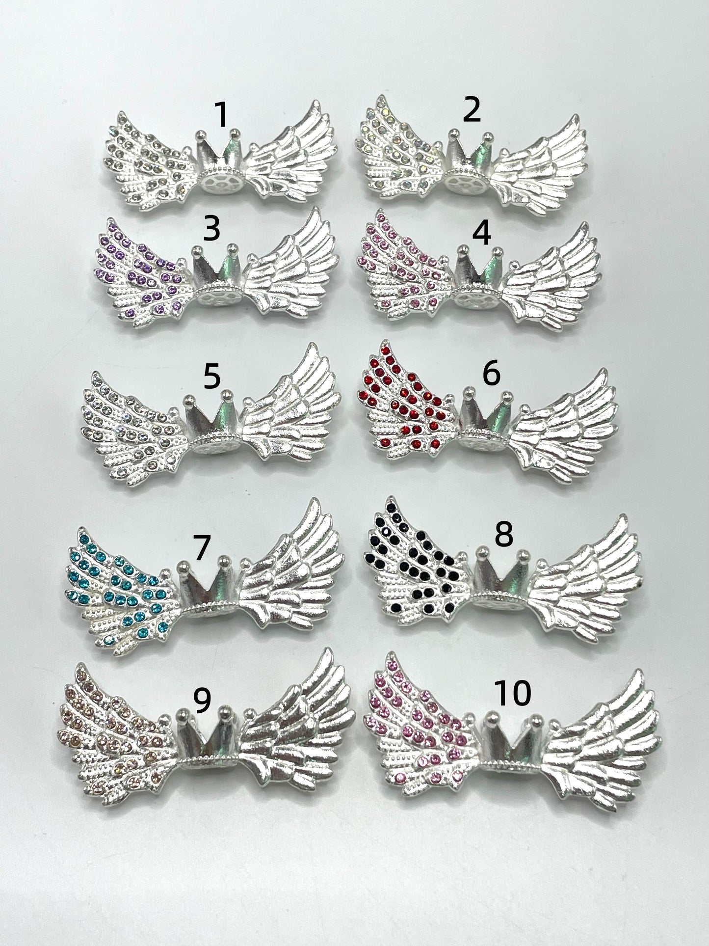 Metal Alloy Wings Inlay Rhinestone Angel Wings and Crown Metal beads 50mm Random Mix