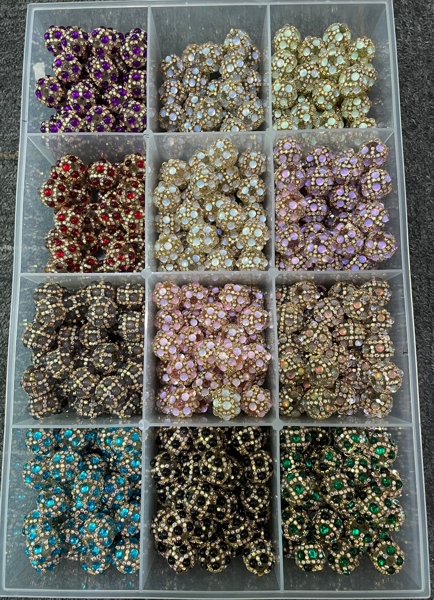 Fancy Bubble Jewelry Bead Multicolor gold color rhinestone Chain Acrylic Beadsfold color chain,Random Mix