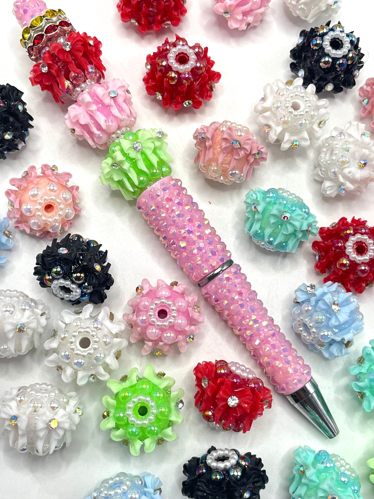bow with rhinestone fancy beads random mixed