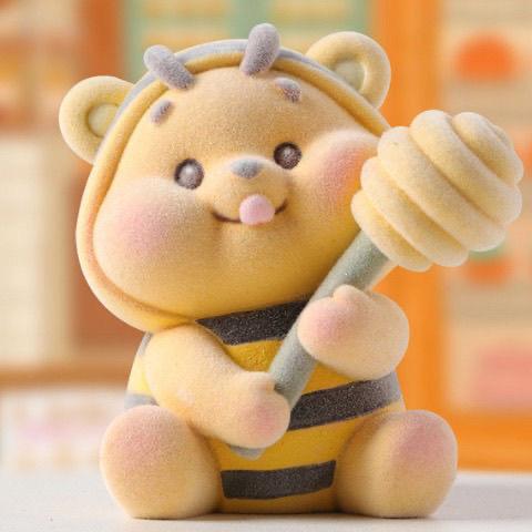 Winnie Pooh honey sweet time fuzzy flocked ,whole set,blind box pen topper figure character