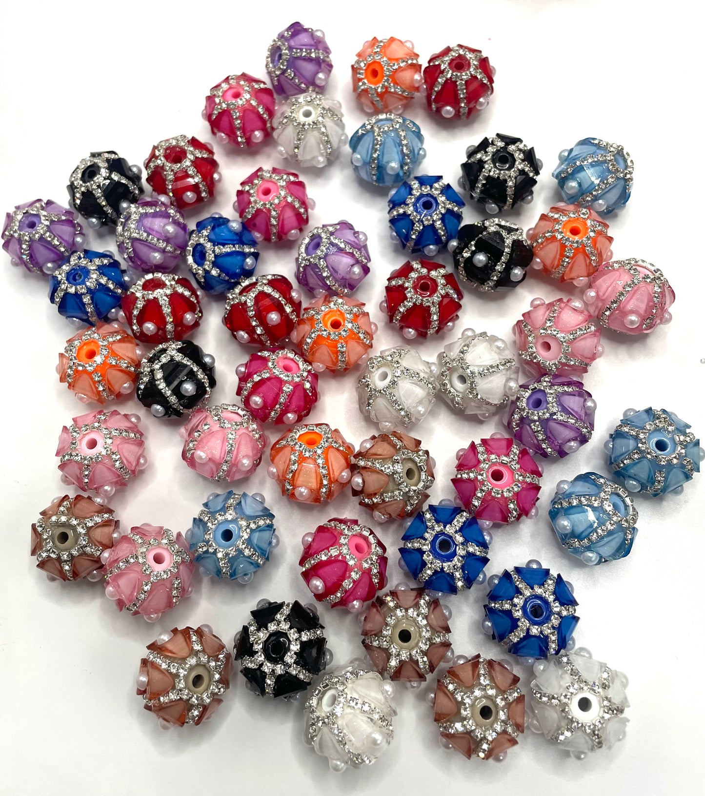 fancy bead acrylic lantern bead ornament with rhinestone chain and pearl,random mix