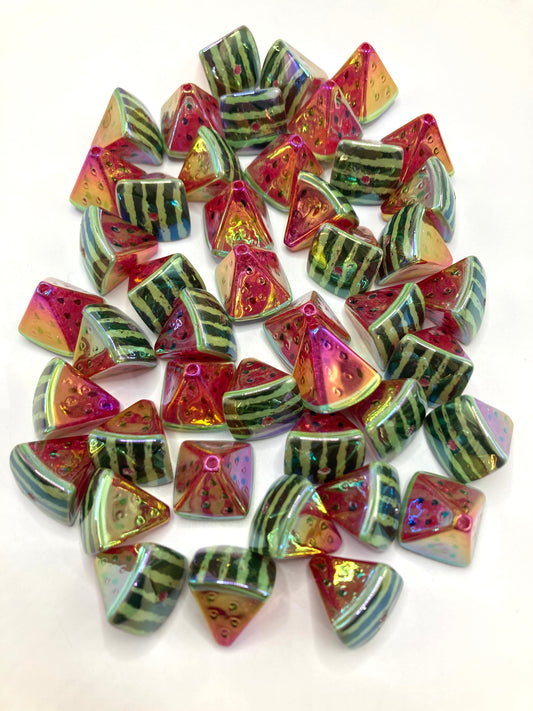 Acrylic beads Watermelon chunks Fruit string beads Sandblasting glitter Watermelon beads UV color Satin finish