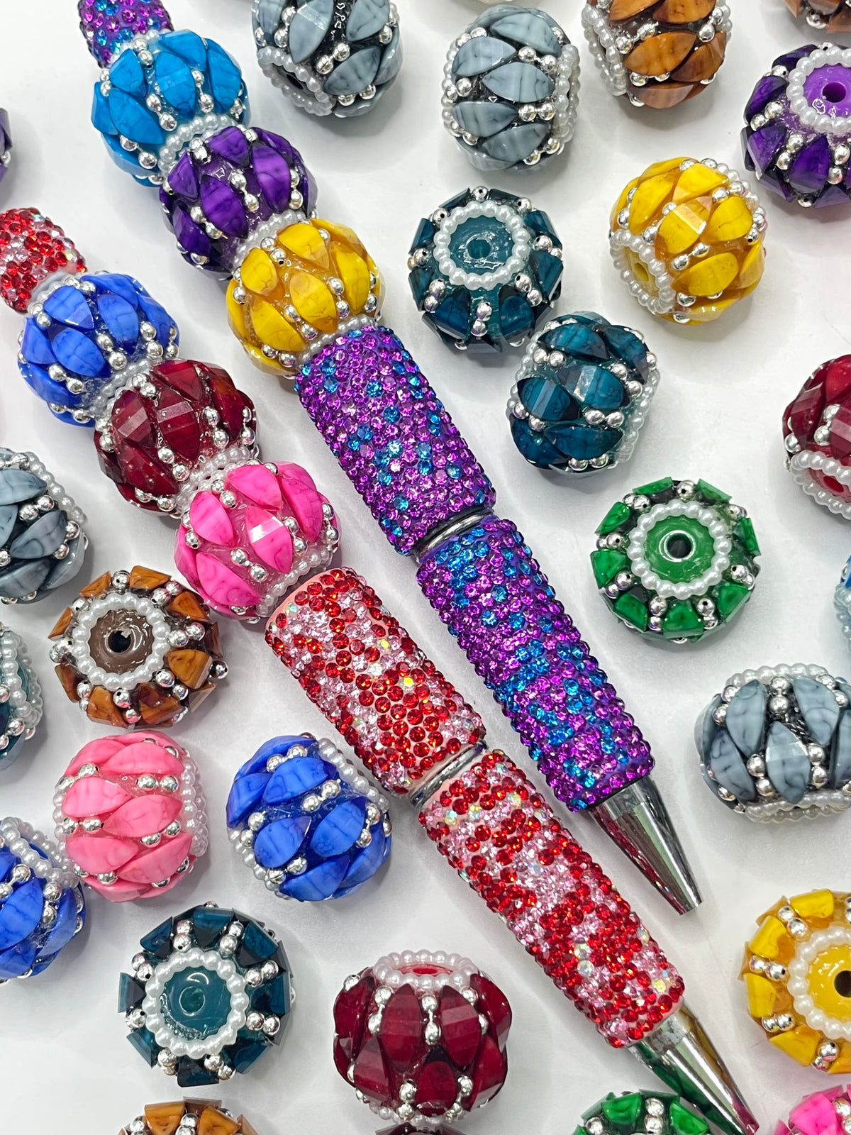 marble lantern beads witn metal chain fancy beads