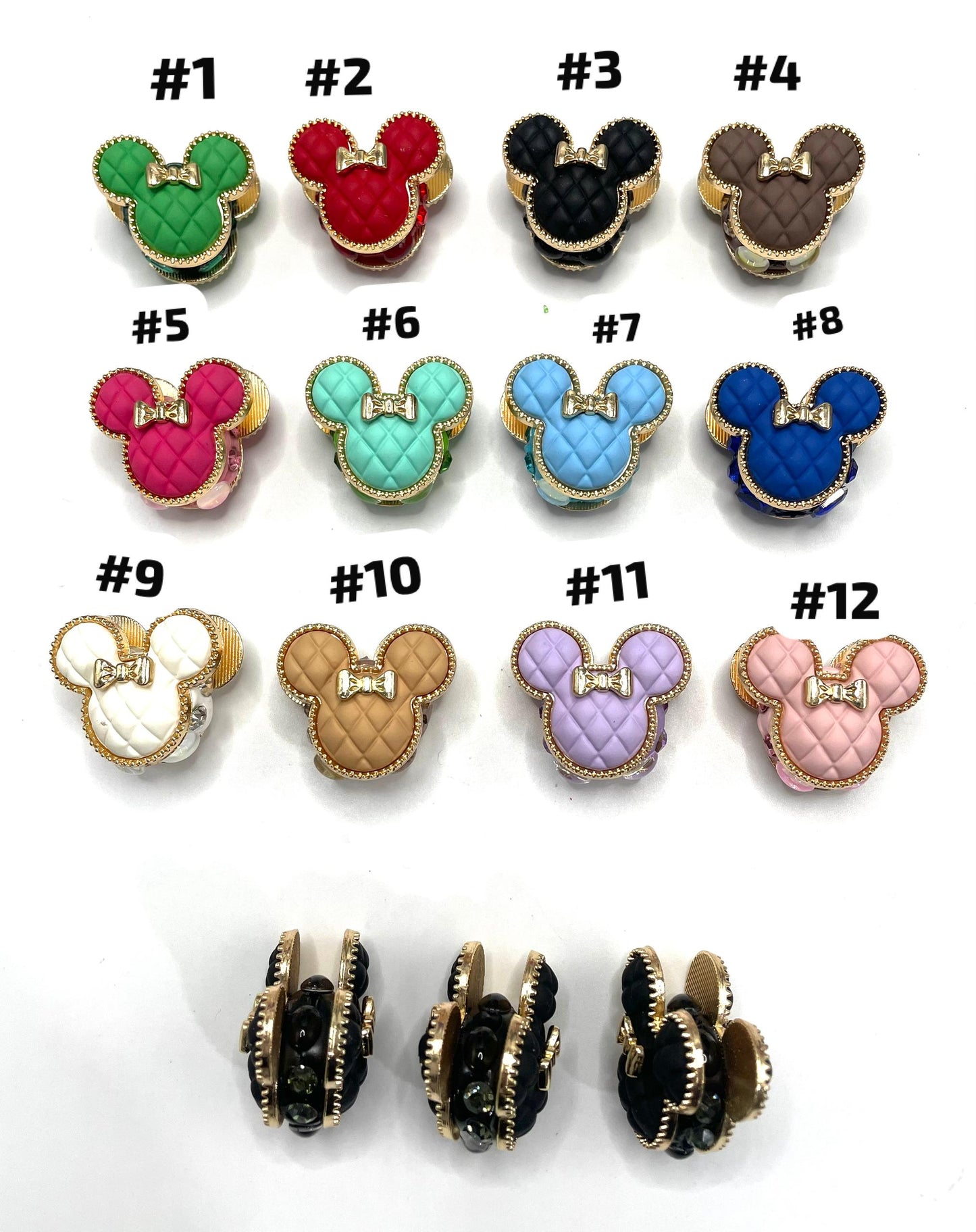 diy fancy bead Mick MKY head beaded beadable metallic with bow gold color edge ,colored ,mix