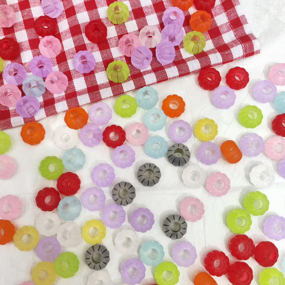 Big hole Beaded beadable Frosted matte Acrylic Pumpkin Beads Multicolor Loose Beads For Bracelet DIY big hole Craft 14mm