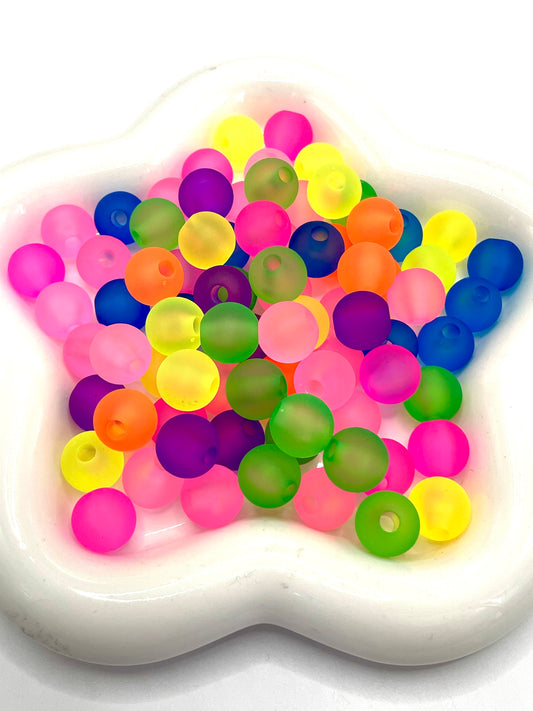 Neon Round beads Large pores Transparency acrylic beads Sandblasting Matte 21mm