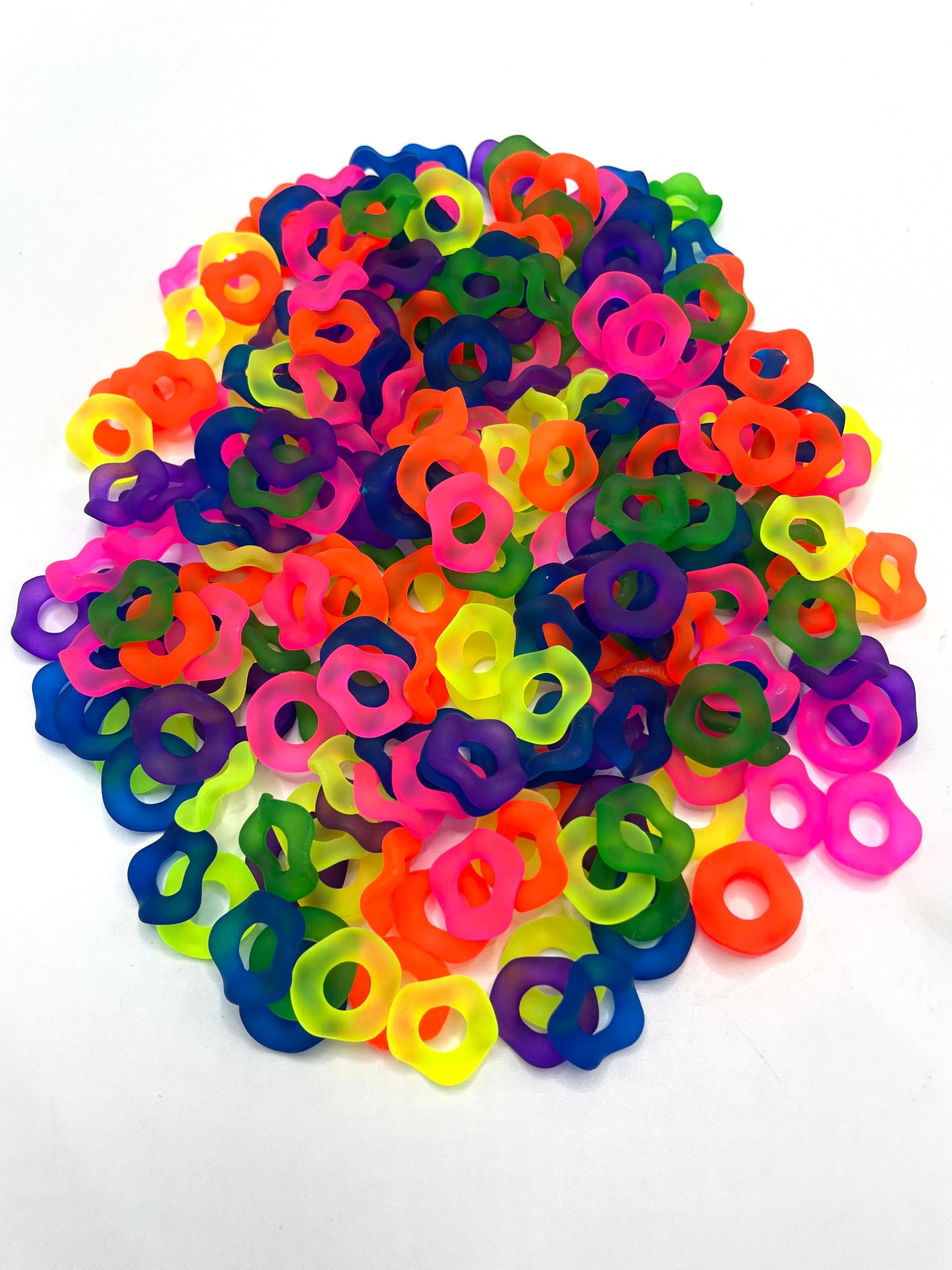 Matt Frosted Wave Shape Acrylic Spacer Beads And Solid Color Neon, Neon Transparency Random Mix,15mm
