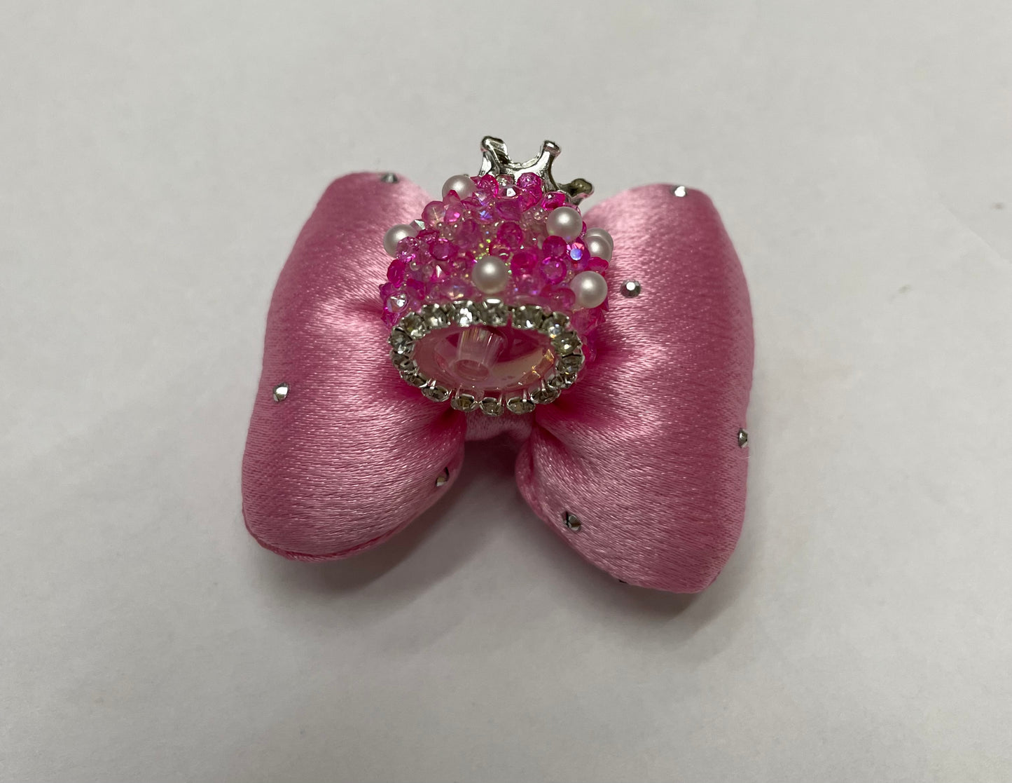 textile fabrica with crown bead fancy bead silk bow pillow fancy bead craft with crown organza silk finishing bow ,ornament with pearl and sugar stone, delicate handcraft ,randon mix color