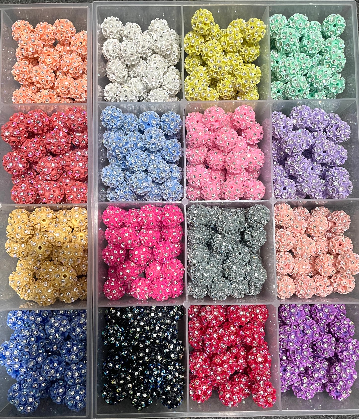 Beaded beadable fancy Beads Three leaf colored flower beads with Rhinestonein the middle acrylic Beads,Random Mix