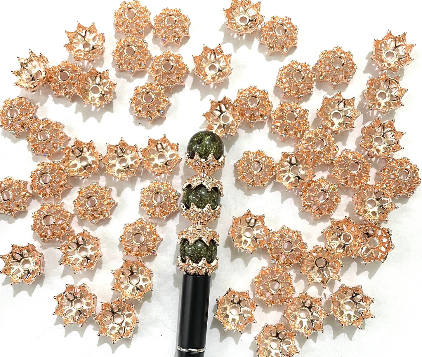fancy beada cap fancy spacer snow flake metallic spacer bead cap ornaments with rhinestone diy bead random mix 18mm