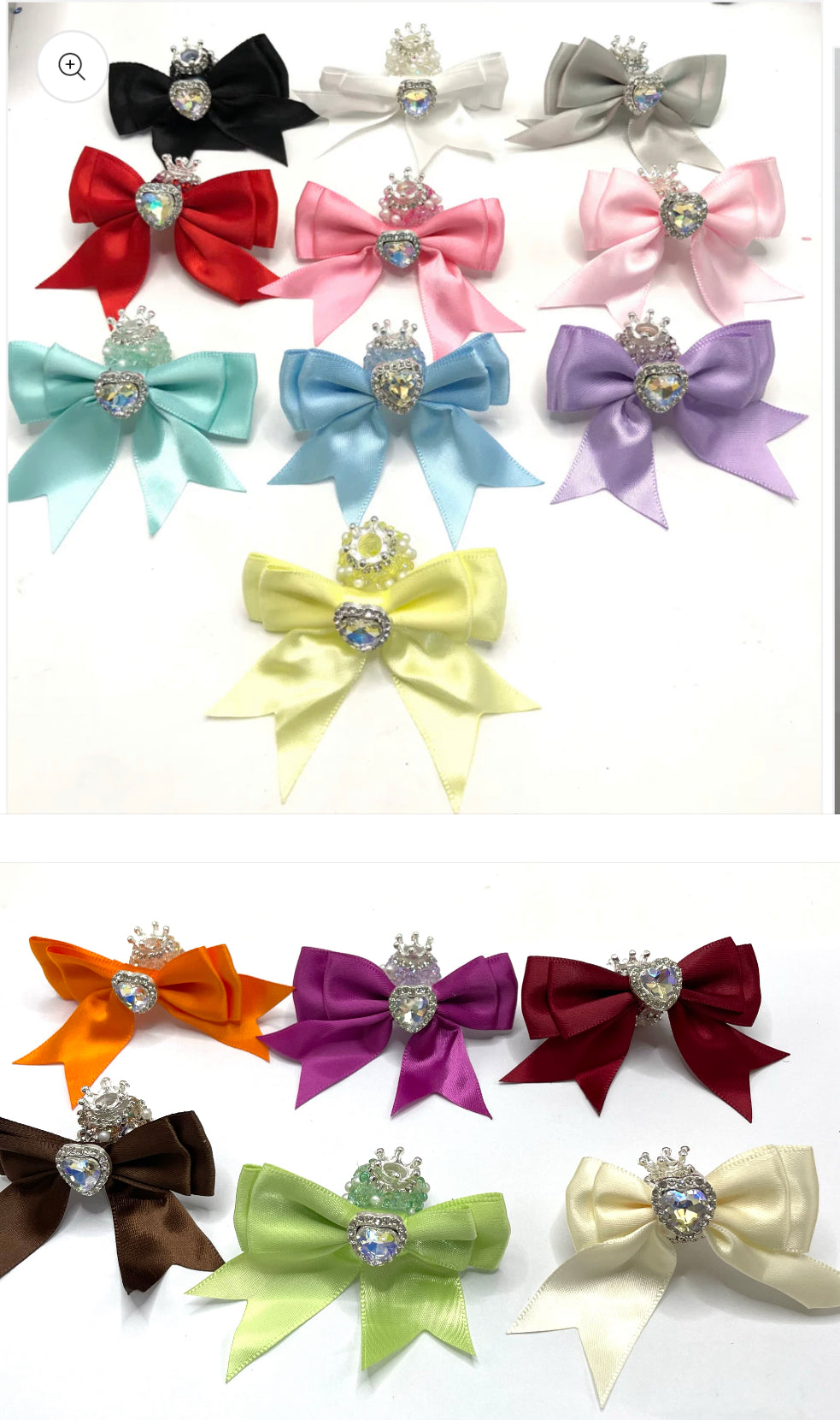 textile fabrica bow with crown bead fancy bead craft with crown ornament with bow satin ribbon knot,ornament with pearl and sugar stone, delicate handcraft ,randon mix color