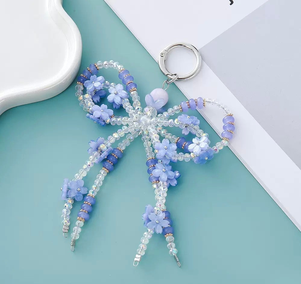 Phone chain bow with flower keychain