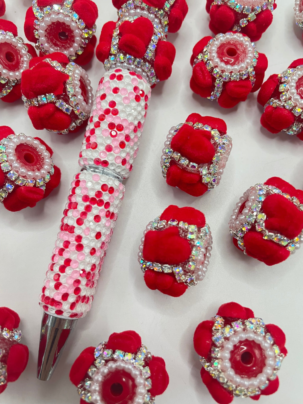 chrismas fancy bead fuzzy glove fancy beads