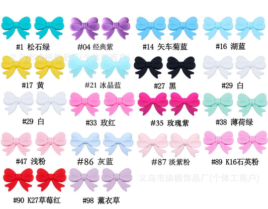 diy beaded beadable silicone focal beads bow silicone bow ,two style ,colored ,random mix