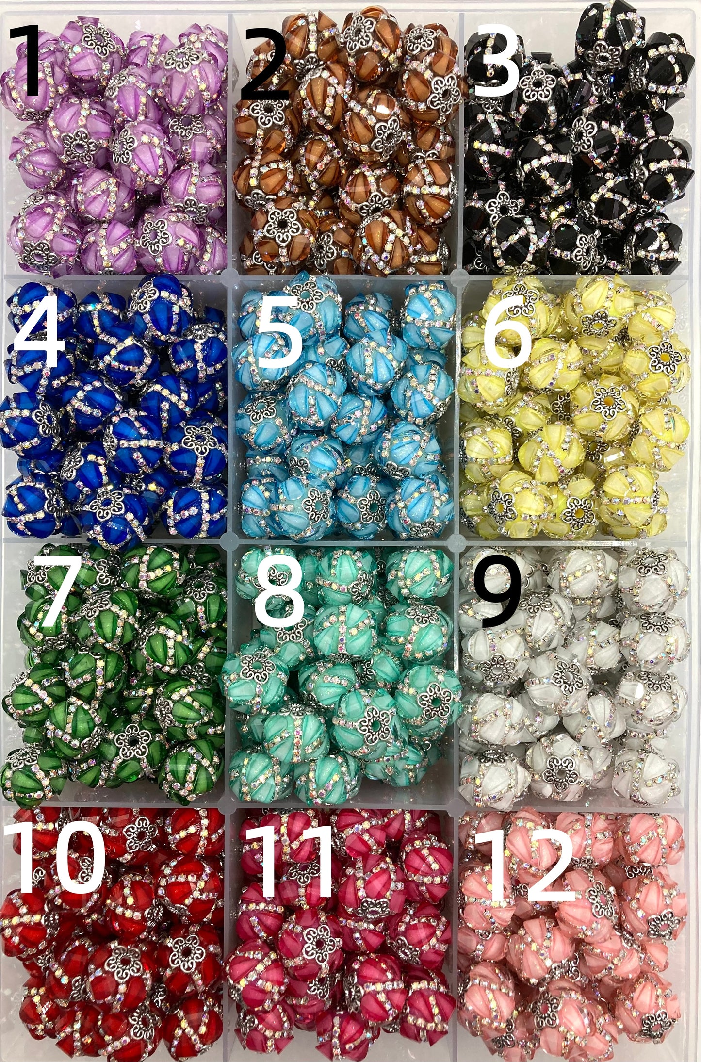Fancy Beads lantern Pumpkin beads rhinestone Chain beads with metal bead cap flower gasket Beads Random Mix