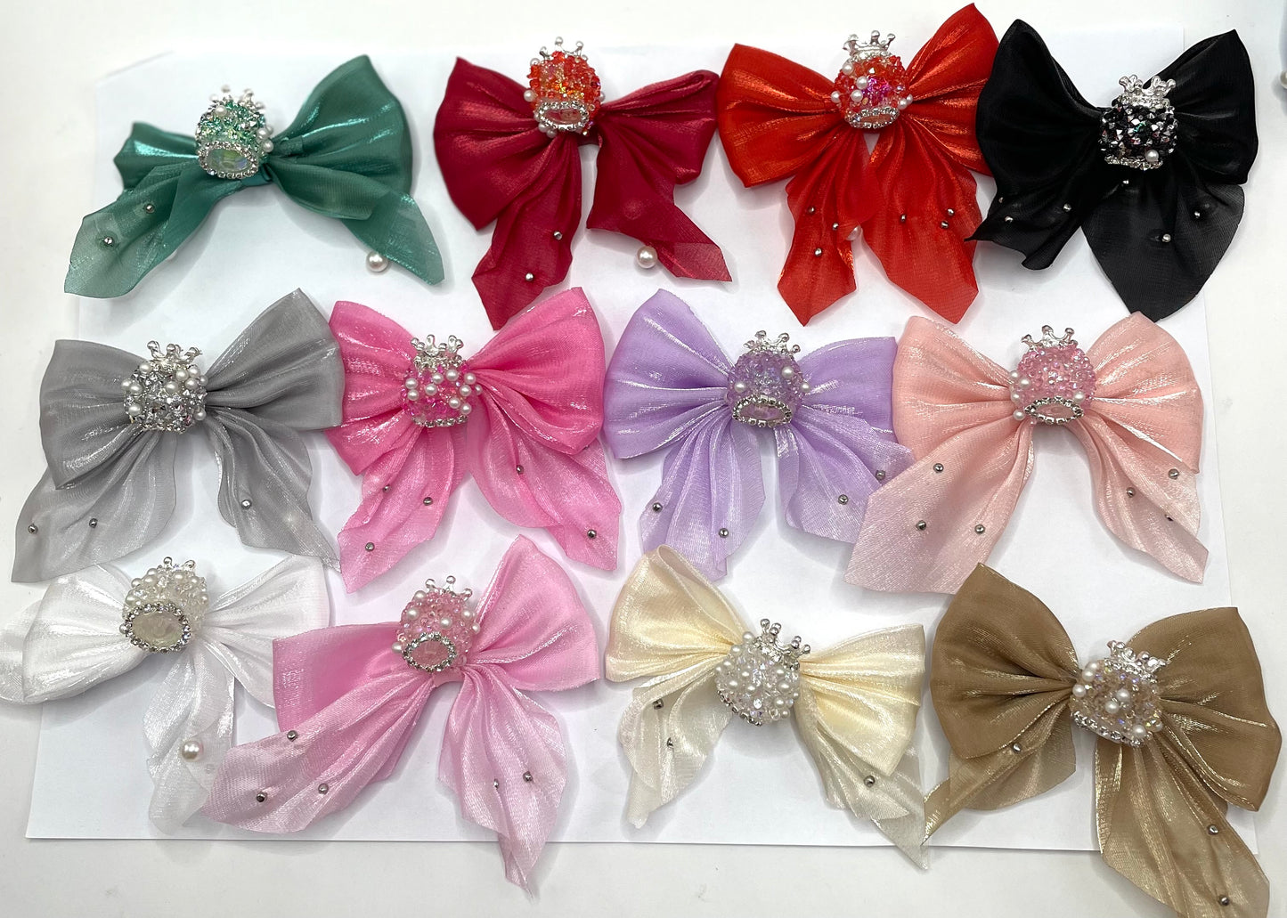 more colors textile fabrica with crown bead fancy bead silk bow pillow fancy bead craft with crown organza silk finishing bow ,ornament with pearl and sugar stone, delicate handcraft ,randon mix color