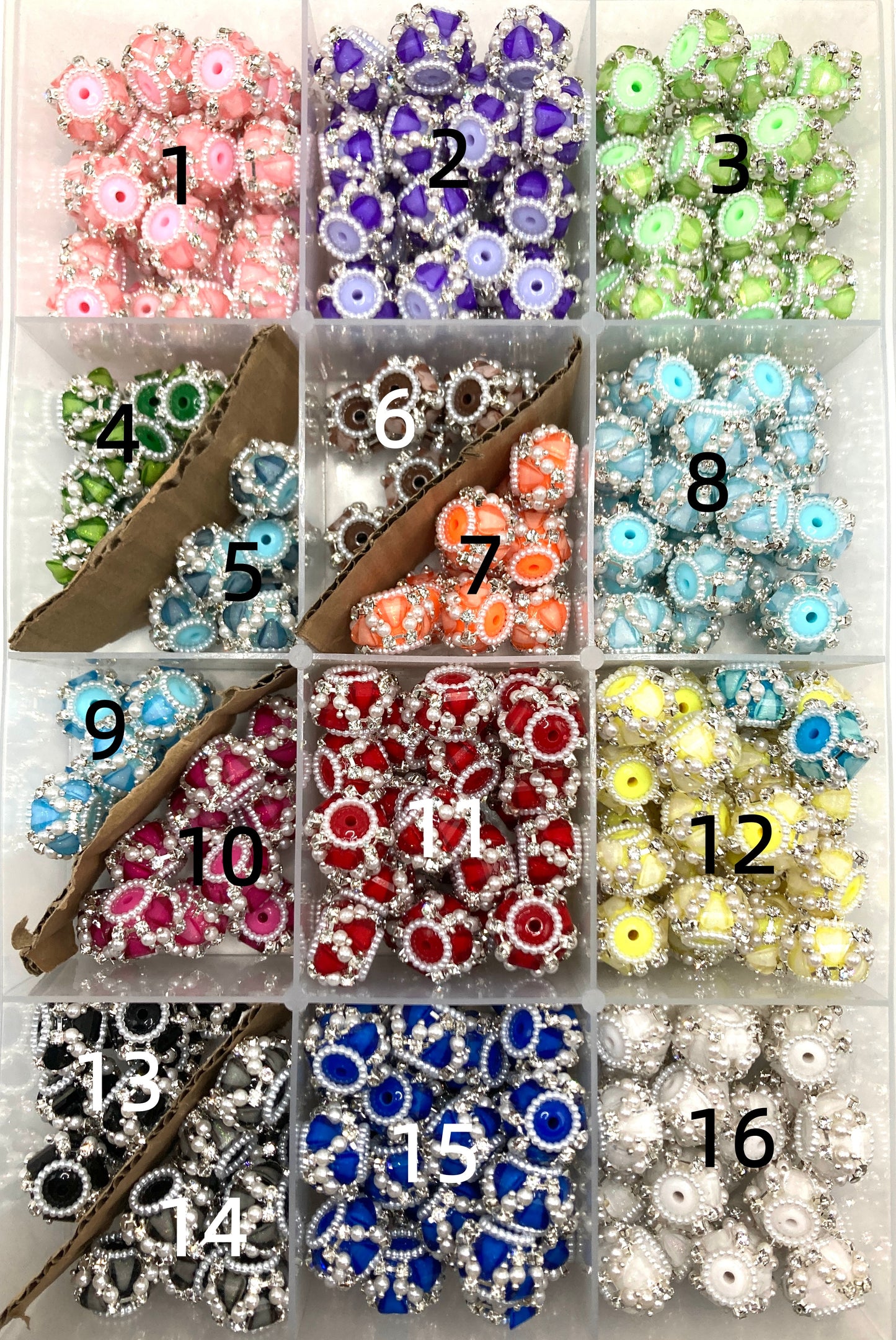 Heart beads with pearl chain fancy bead random mixed