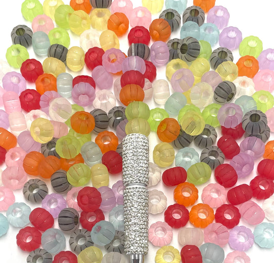 Big hole Beaded beadable Frosted matte Acrylic Pumpkin Beads Multicolor Loose Beads For Bracelet DIY big hole Craft 14mm